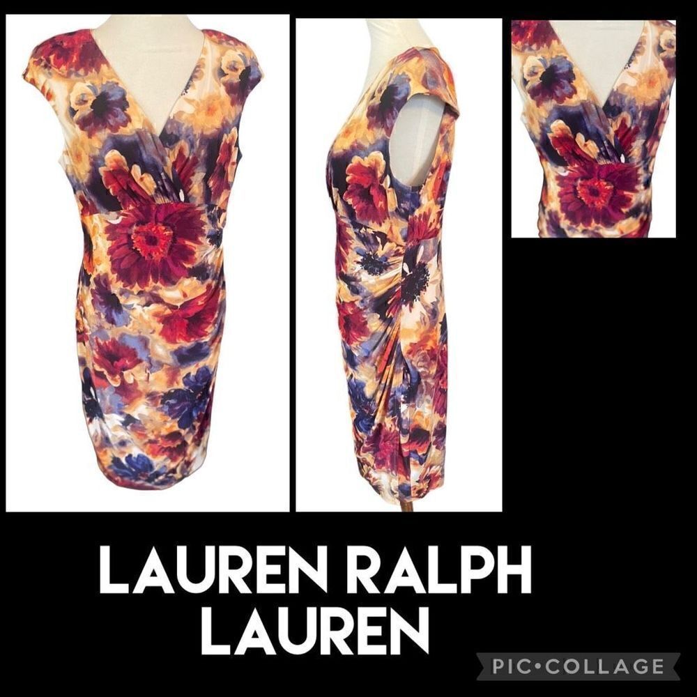 Lauren Ralph Lauren Sleeveless Multi-Color Floral Dress Size 14-NWOT